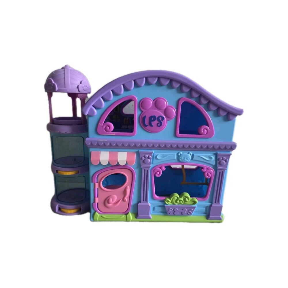 Littlest Pet Shop LPS Fold Up Playset House Tower Blue Purple Hasbro CLEAN 2024